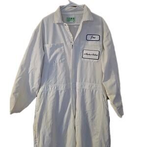 Vintage ALASKA AIRLINES White Coveralls Size 48L Workwear Jumpsuit White DINGY